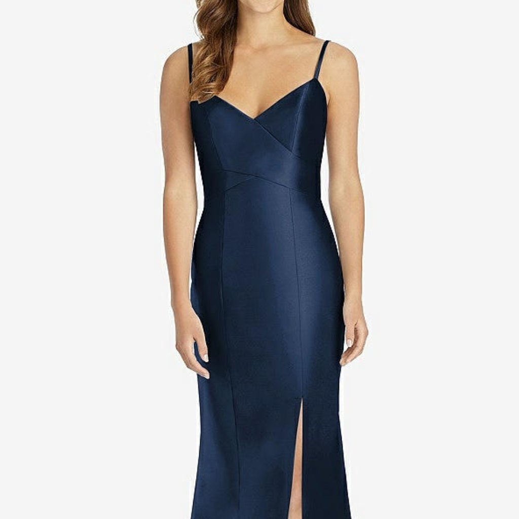 Alfred Sung 758...Maxi Length Spaghetti Strap Mermaid Dress...Midnight...Sz 6